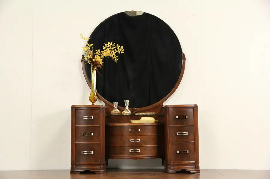 Main image of Art Deco 1940 Vintage Vanity or Dressing Table & Mirror