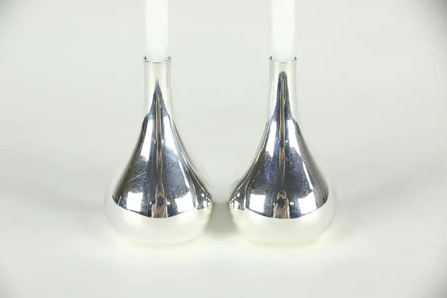Main image of Dansk France Signed Midcentury Modern Pair of Tiny Taper Candleholders