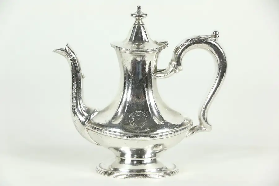 Main image of Nothern Pacific RR Silver 7 1/2" Antique Coffee Pot, Signed Reed & Barton