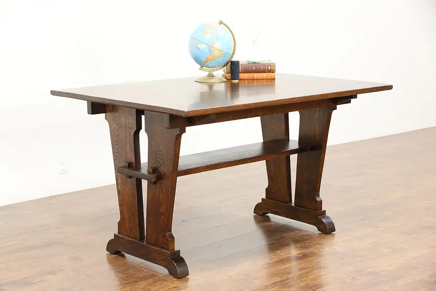 Main image of Arts & Crafts Mission Oak Library, Breakfast or Dining Antique Craftsman Table