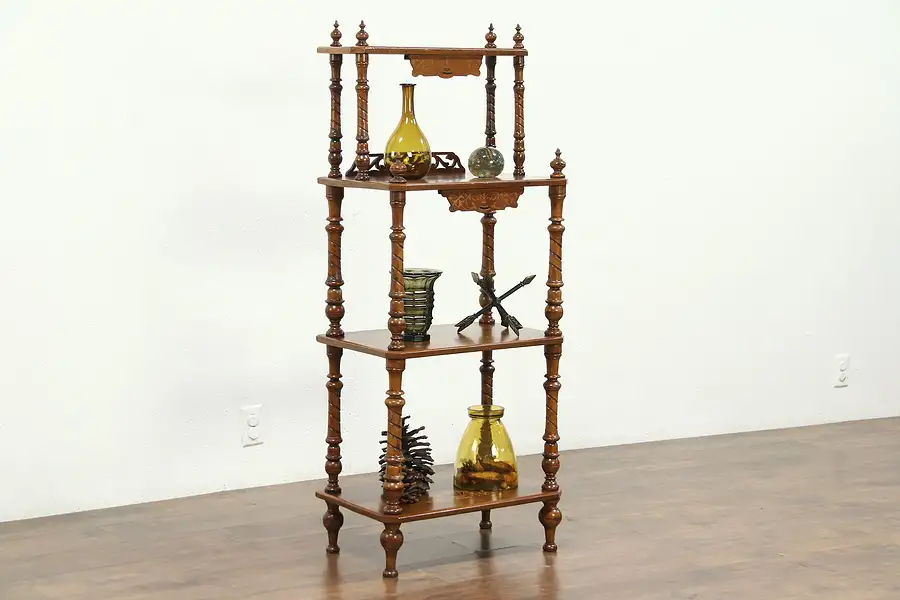Main image of Victorian Antique Marquetry Curio Etagere Dessert or Music Stand