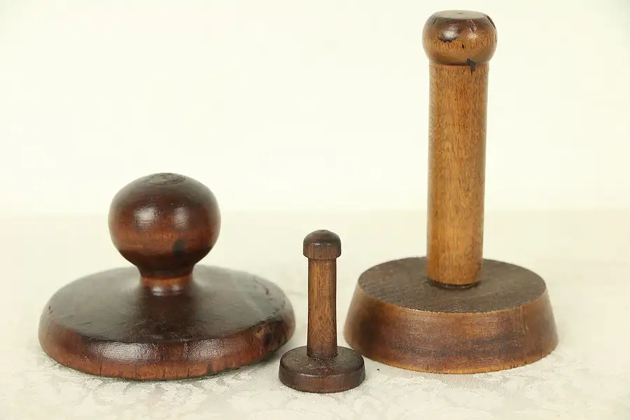 Main image of Group of 3 Antique Hand Carved Butter Stamps