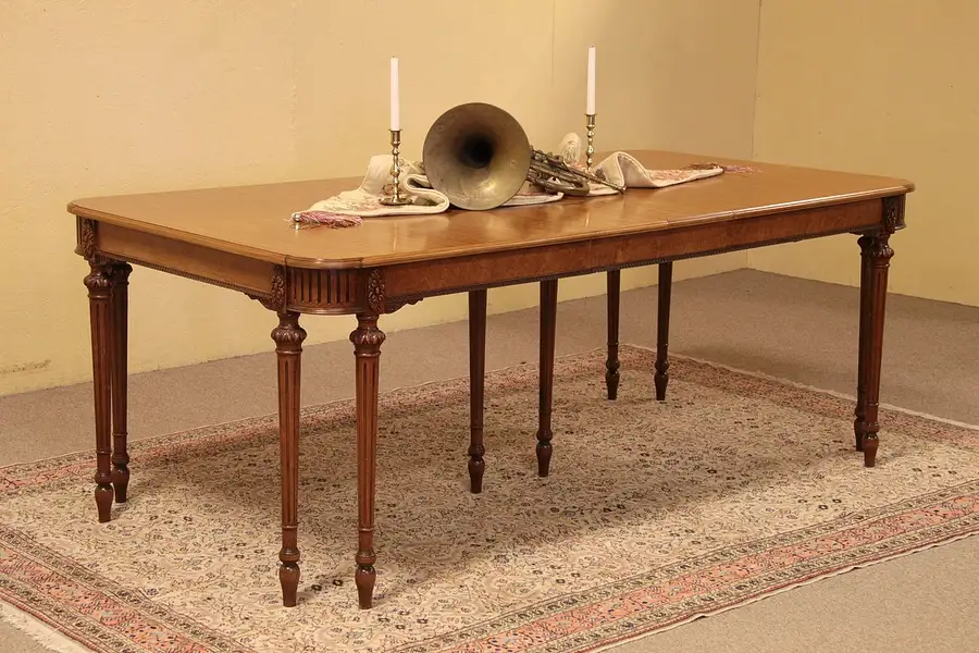 Main image of Carved Satinwood Antique Dining Room Table