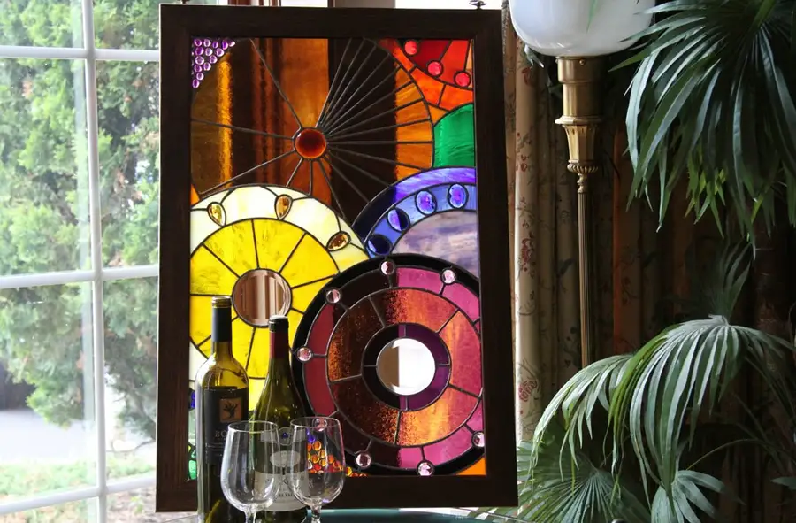 Main image of Leaded Stained Glass Window, Oak Frame