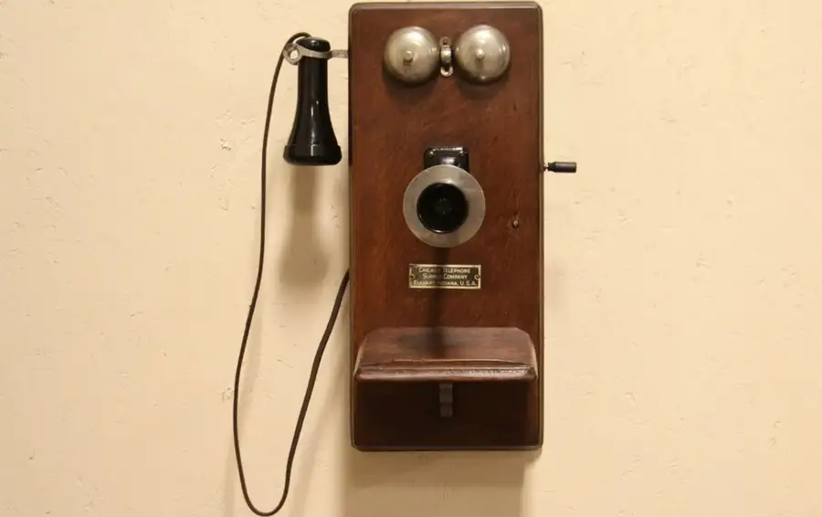 Main image of Chicago Oak Antique 1910 Wall Telephone