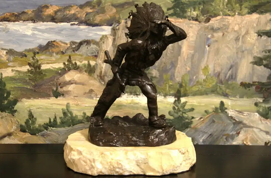 Main image of Carl Kauba Bronze Indian Chief Antique Sculpture