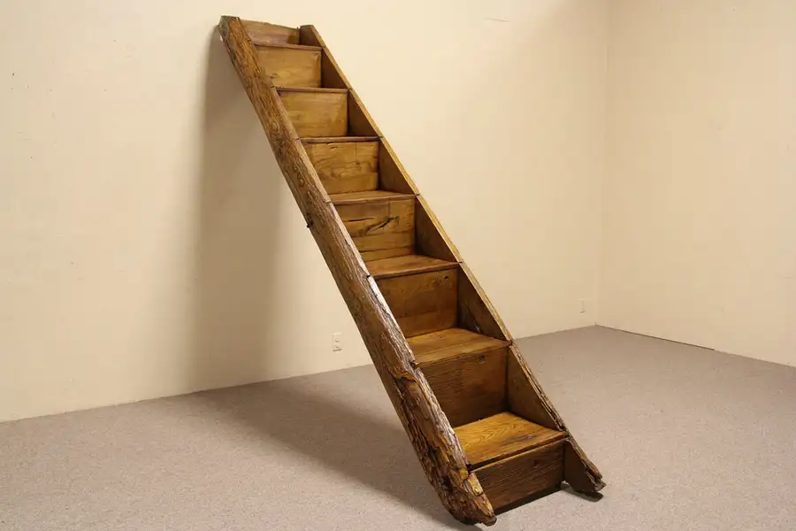 Main image of Loft Steps or Staircase, Architectural Salvage Hand Carved