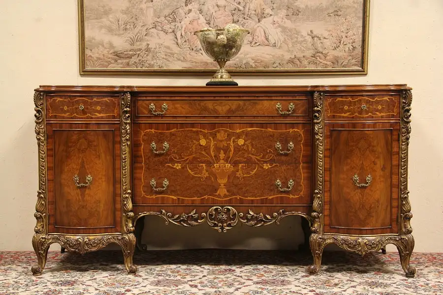 Main image of Carved 1940's Vintage Sideboard or Buffet