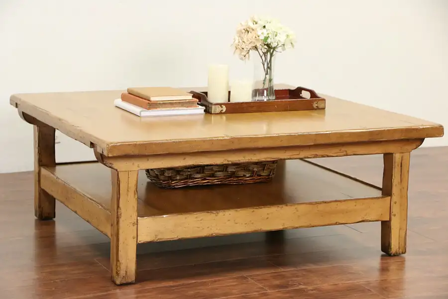 Main image of Maple Rustic Vintage Coffee Table, Signed Woodland of Idaho