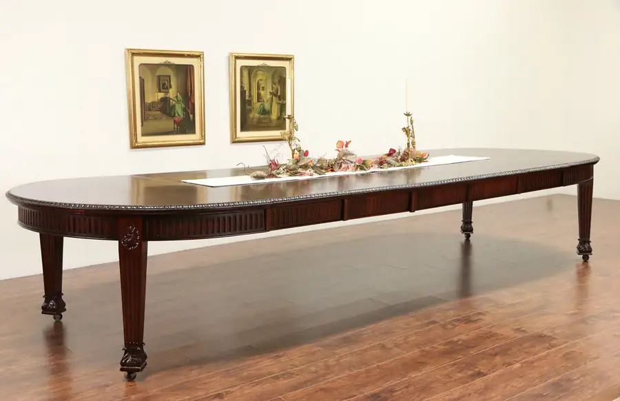 Main image of English Regency 1880 5' Wide Oval Crank Dining Table, Extends 13 1/2'