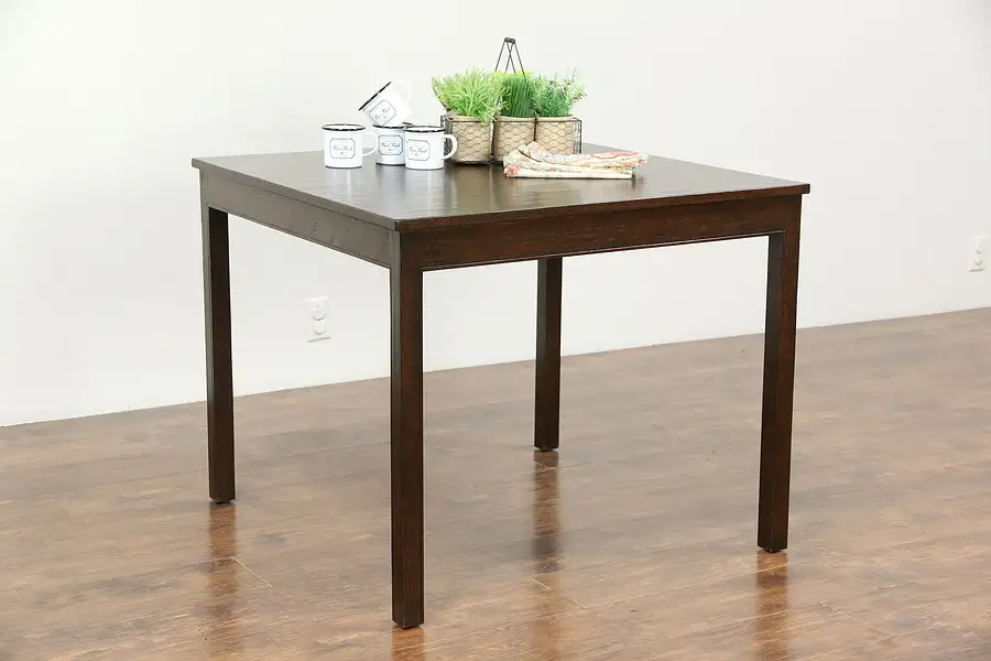 Main image of Square Oak Hand Hewn Game or Breakfast Table