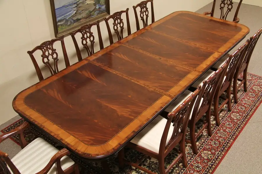Main image of Georgian Design Mahogany Banded Dining Table, 11' 4"