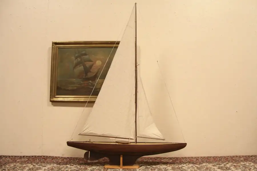 Main image of Model Sailboat with Rigging and Stand