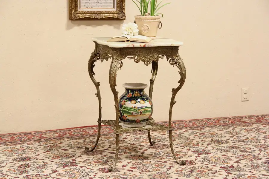 Main image of Victorian Bronze & Onyx 1890 Antique Table or Pedestal
