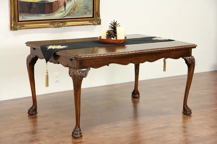 Main image of Country Manor Oak 1915 Antique Scandinavian Dining or Library Writing Table