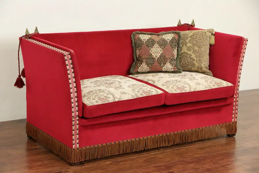 Main image of Spanish Adjustable Dropside 1930 Vintage Sofa or Settee with Fringe