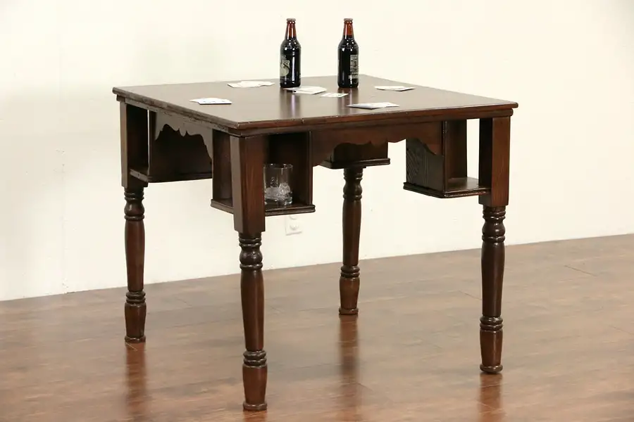 Main image of Pub, Tavern or Saloon 1900 Antique Game Table, Mug Shelves