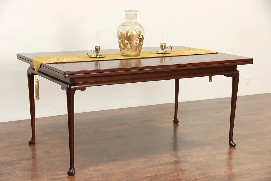 Main image of Kittinger Signed Vintage Mahogany Dining Table, Pull Out Leaves