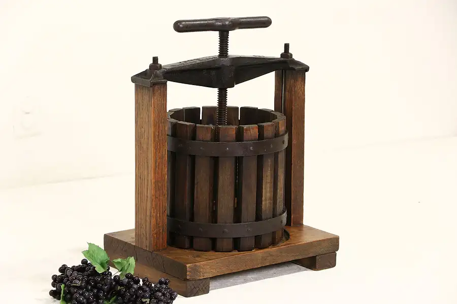 Main image of Wine, Cider or Fruit Juice Press, 1900 Wine Cellar Antique Signed Oasis Special