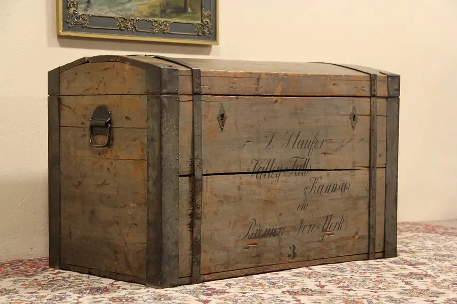 Main image of German 1870 Immigrant Trunk or Chest; bound for Kansas City