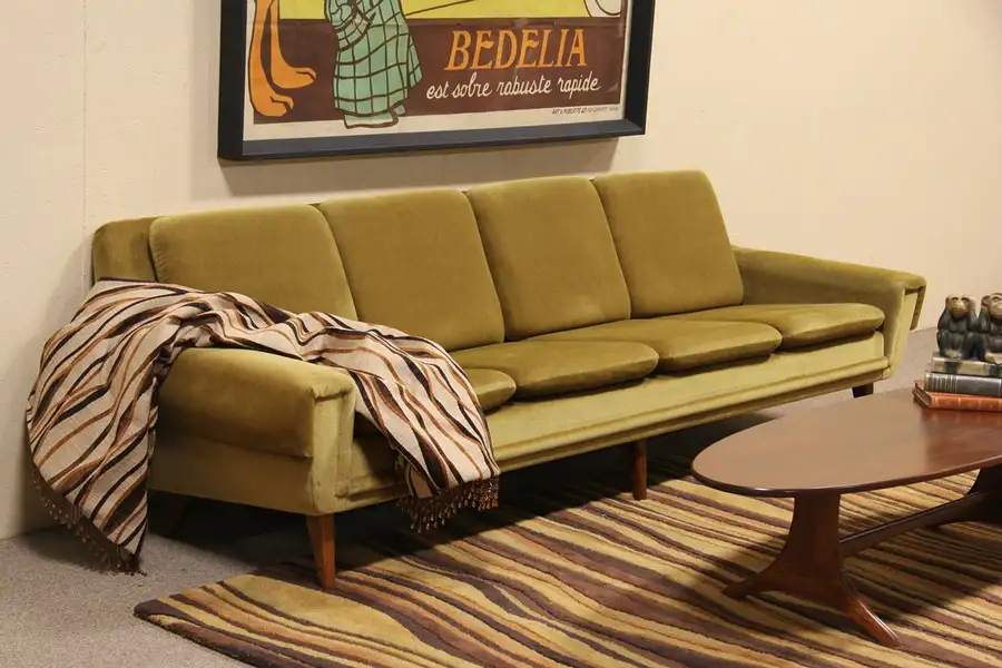 Main image of Midcentury Danish Modern Mohair Sofa, 1960 Vintage