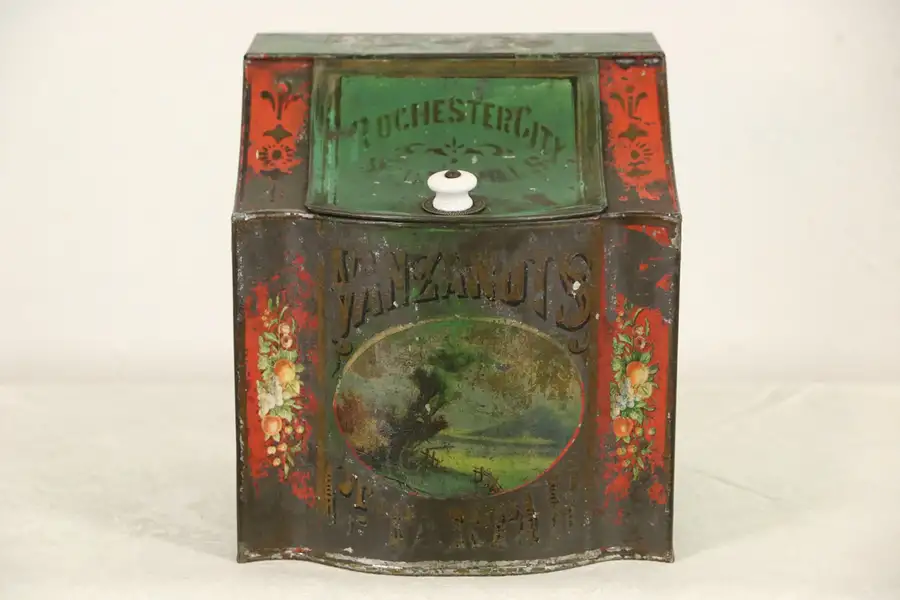 Main image of Rochester NY Signed 1890's Antique Spice Tin Hopper