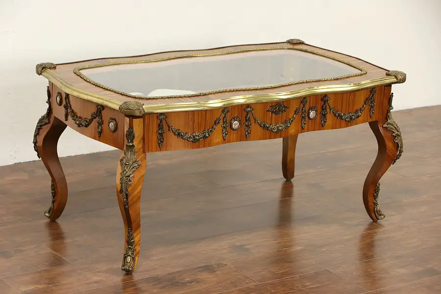 Main image of French 1940's Vintage Tulipwood Coffee Table, Vitrine Display Case