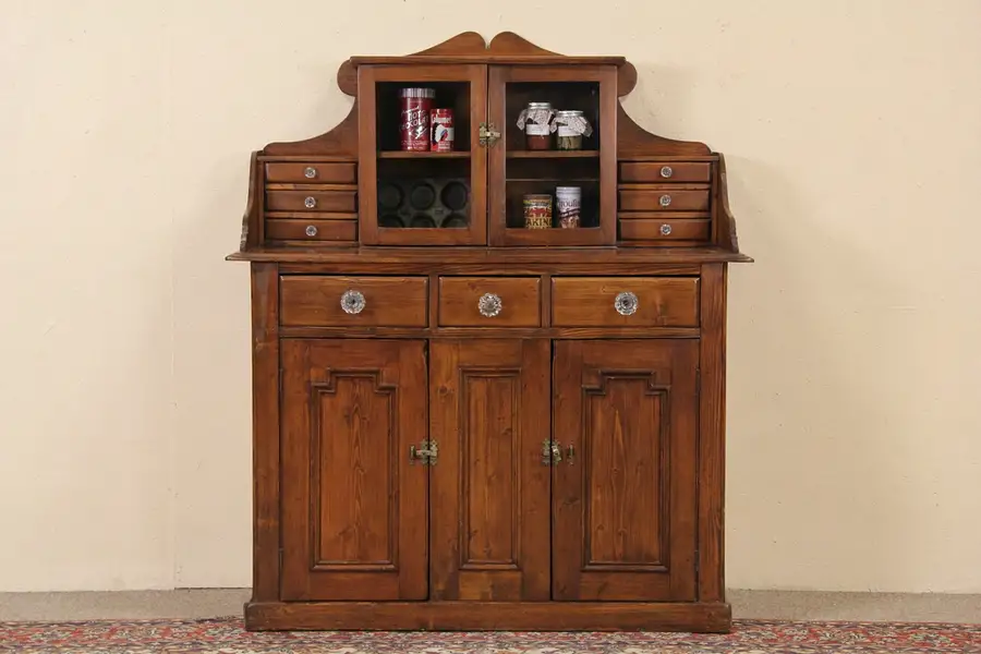 Main image of Country Pine 1850 Antique Pennsylvania Amish Physician Cabinet or Sideboard