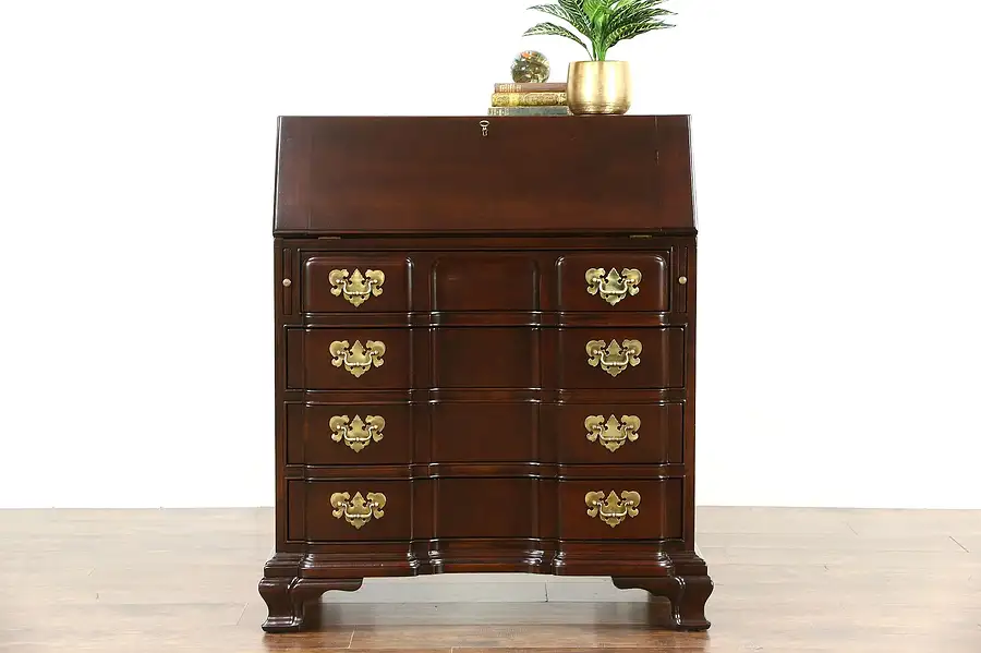 Main image of Harden Signed Cherry Vintage Secretary Desk, Custom Presentation Plaque