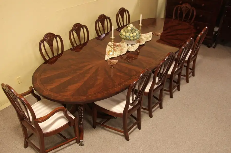 Main image of Georgian Dining Set Oval Sunburst 11' Table 10 Chair
