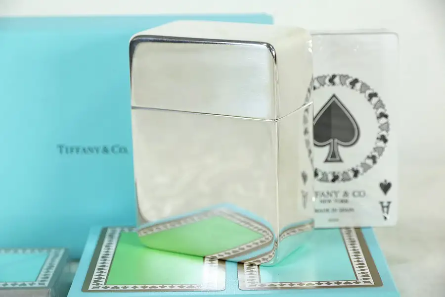 Main image of Tiffany Signed Sterling Silver Antique Playing Card Case, Tiffany Cards