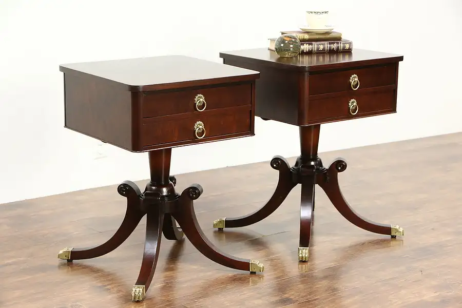 Main image of Pair of Vintage Mahogany Regency Style Nightstands or End Tables