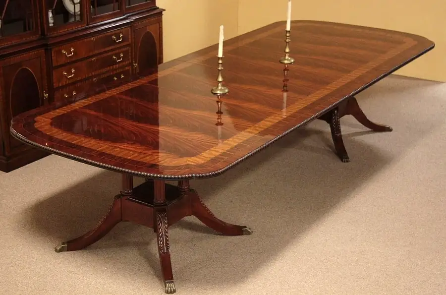 Main image of Georgian Mahogany Banded Dining Table, 11' 3"