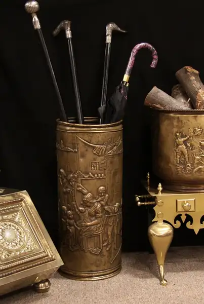 Main image of Brass Musical Scene Antique Umbrella Stand