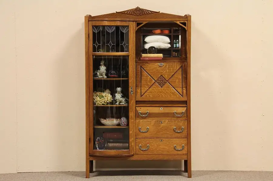 Main image of Arts & Crafts Desk Bookcase Combination Side by Side