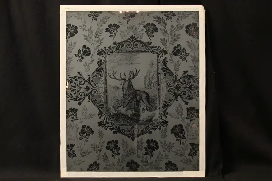 Main image of Etched Glass Stag Antique Window Pane
