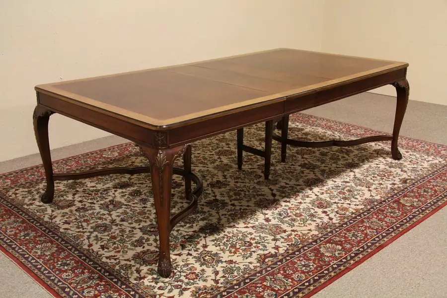 Main image of Carved 1925 Antique 10' Banded Dining Table