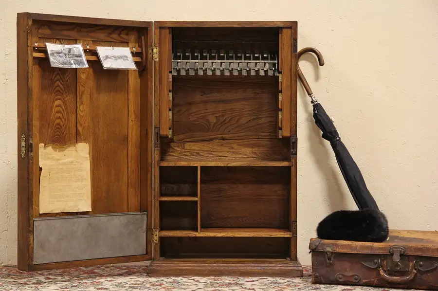 Main image of Railroad Depot Oak 1890 Train Ticket Cabinet