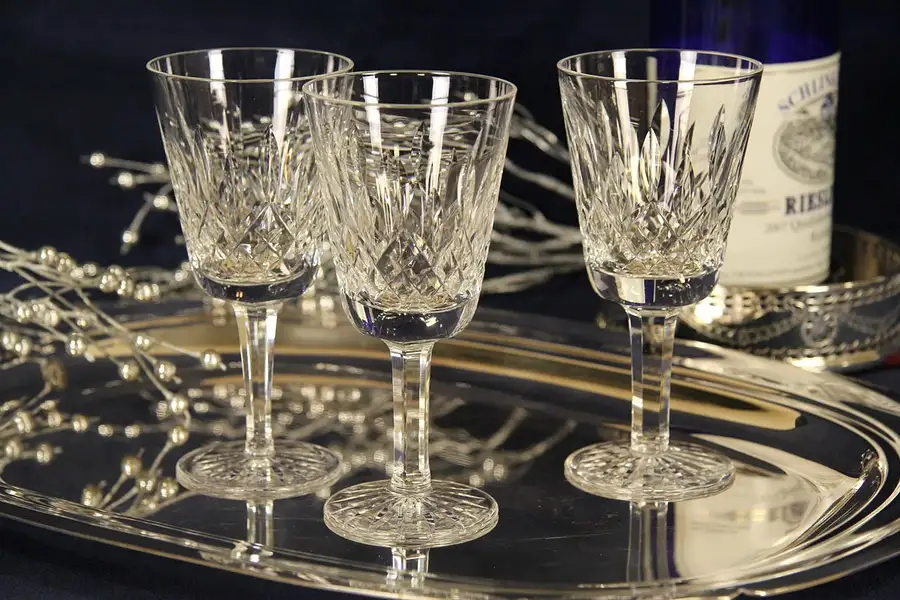 Main image of Set of 3 Waterford Lismore Wine Goblets