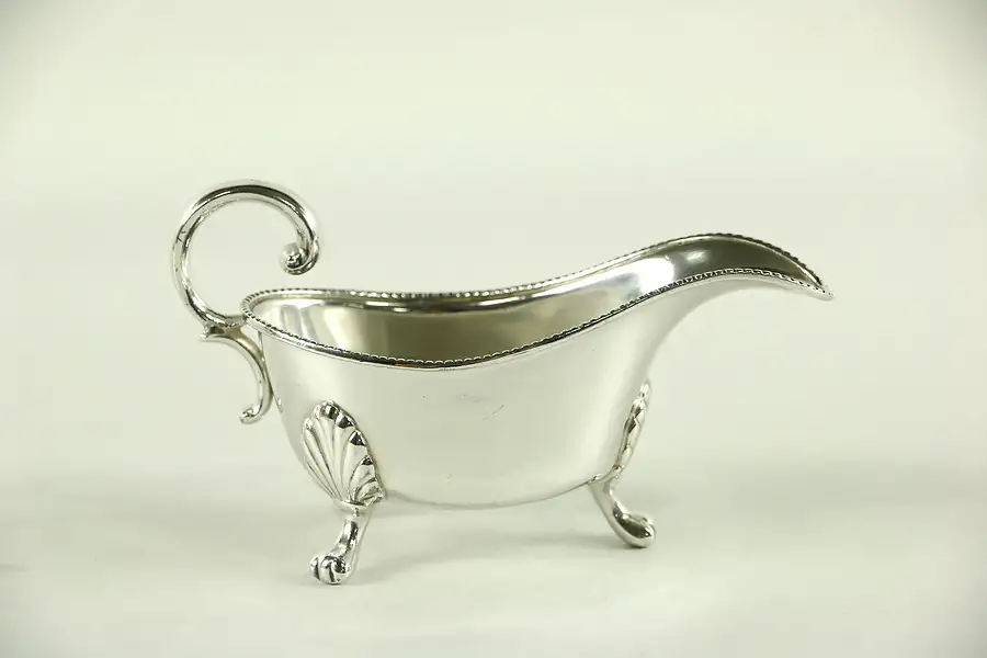 Main image of Silverplate 1900 Antique Footed Sauce Server or Gravy Boat