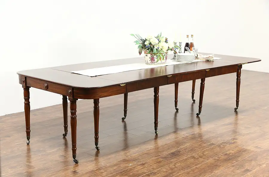 Main image of English 1860 Antique Mahogany Console, Opens to 10' Dining Table, Wilkinson