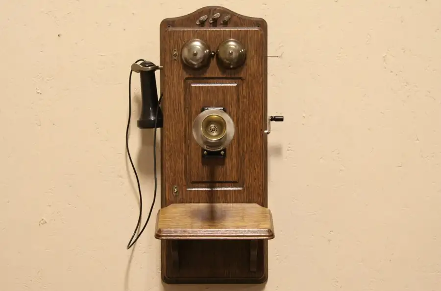 Main image of Western Electric Oak 1907 Wall Telephone with Generator