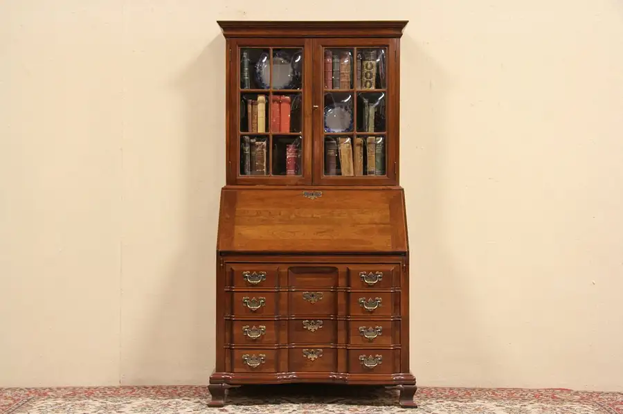 Main image of Maddox Chippendale Block Front Cherry Secretary Desk & Bookcase