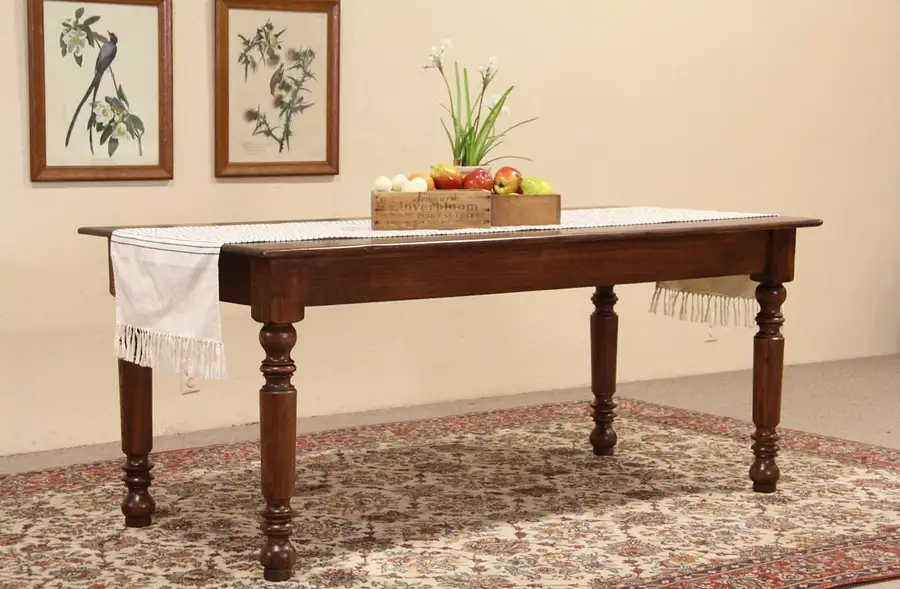 Main image of Oak 1890 Antique Farmhouse Harvest Dining Table