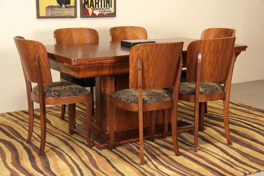 Main image of Art Deco 1930's Italian Dining Set, Table & 6 Chairs