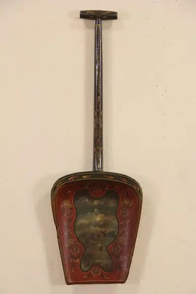 Main image of Swedish Folk Art Carved & Painted Vintage Wooden Shovel