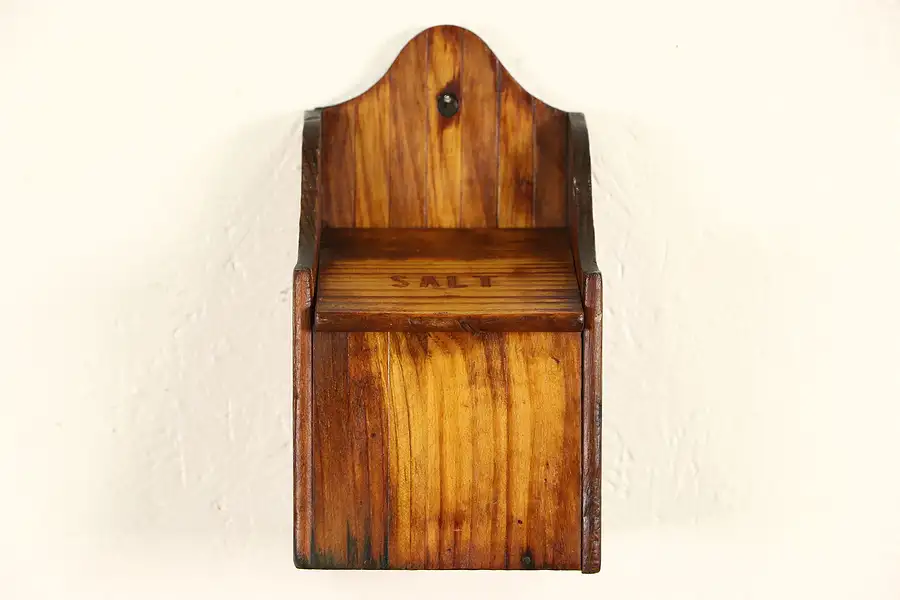 Main image of Country Pine Vintage Salt Box, Hanging or Countertop