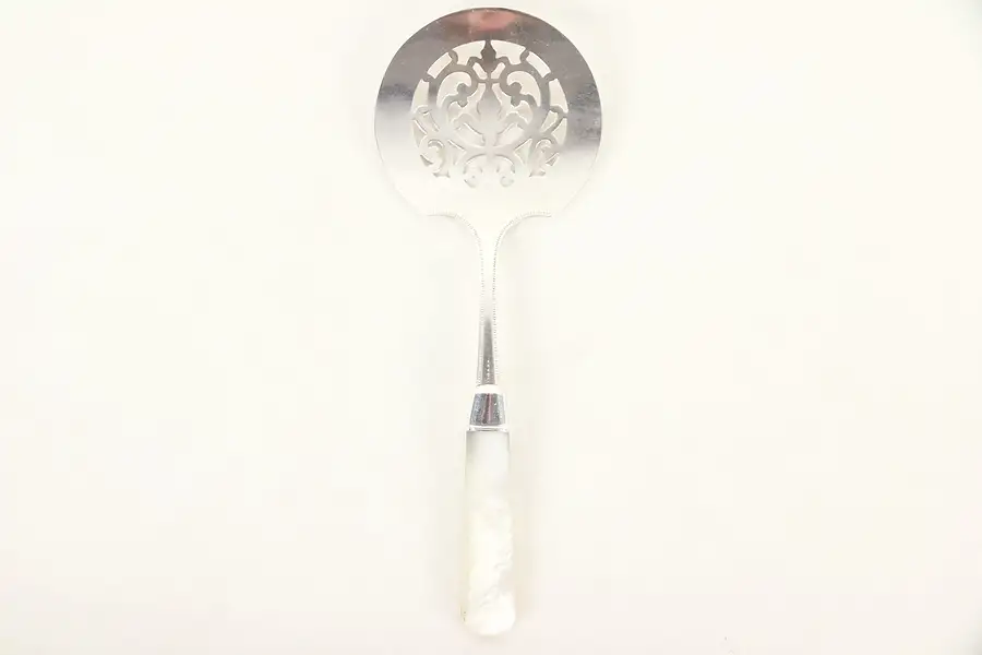 Main image of Pearl Handle Slotted Serving Spoon, Sterling Silver Shank
