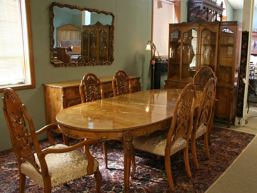 Main image of Romweber 10 Pc. Burl Dining Set, Original Condition