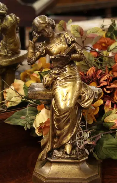 Main image of Bronze Antique Signed Rigual Sculpture of a Woman